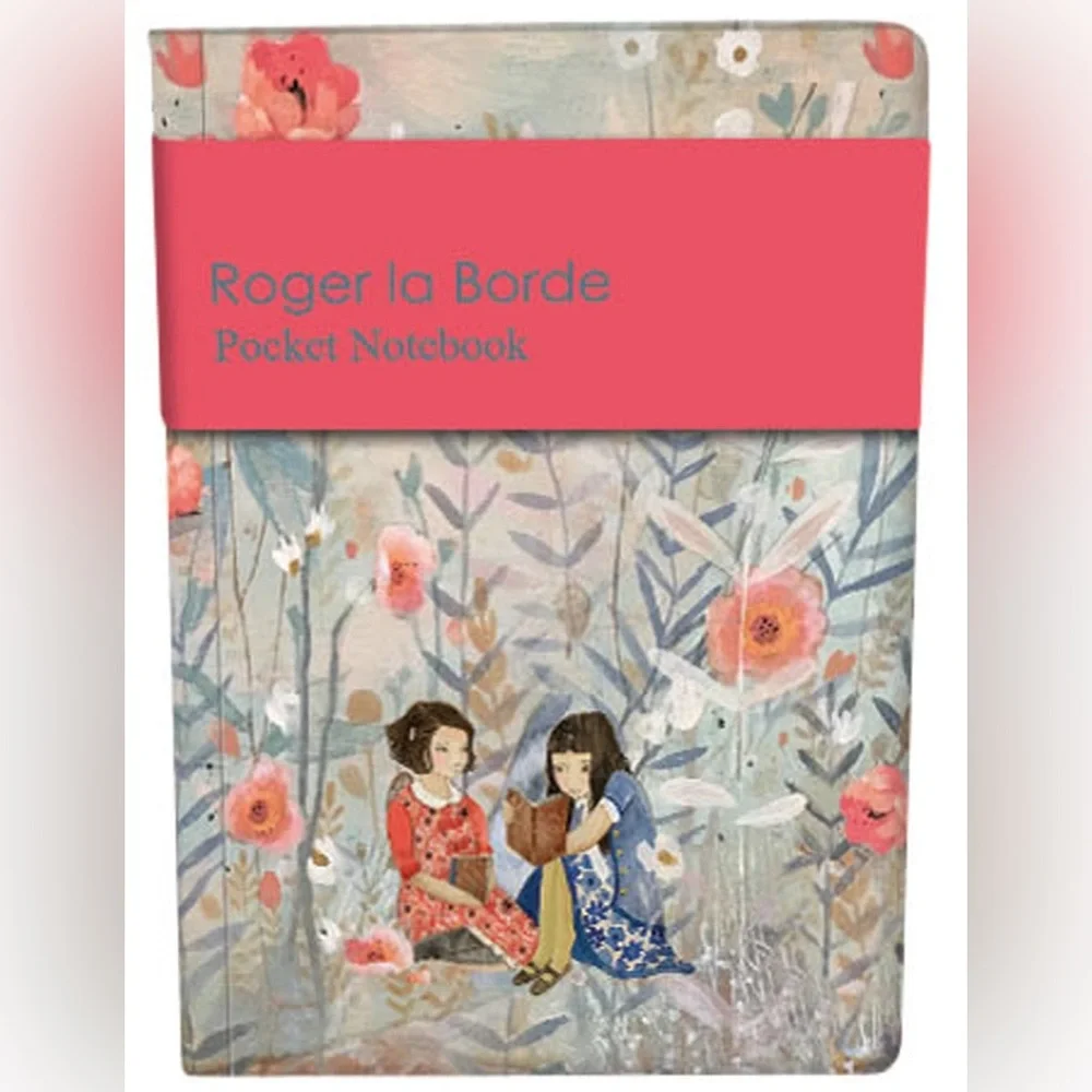 Roger la Borde Pocket Notebook with Floral Design & Two Girls Reading 128 pages